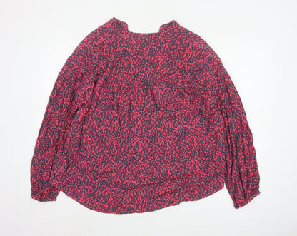 Mint Velvet Women’s Pink Animal Print Long Sleeve Viscose Tunic Blouse Size L