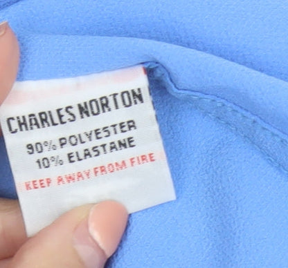 Charles Norton Mens Blue Short Sleeve Button-Up Shirt Medium