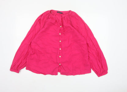 Marks and Spencer Womens Pink Linen Blend Tunic Blouse Size 12