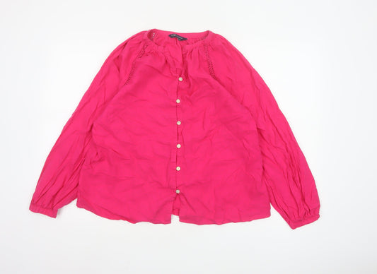 Marks and Spencer Womens Pink Linen Blend Tunic Blouse Size 12
