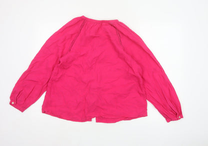 Marks and Spencer Womens Pink Linen Blend Tunic Blouse Size 12
