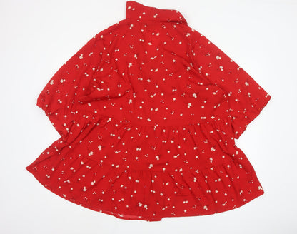 Simply Be Women Red Floral Button-Up Tunic Top Size 22