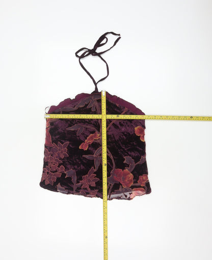 Motel Women’s Purple Floral Velvet Halter Camisole Tank Top L