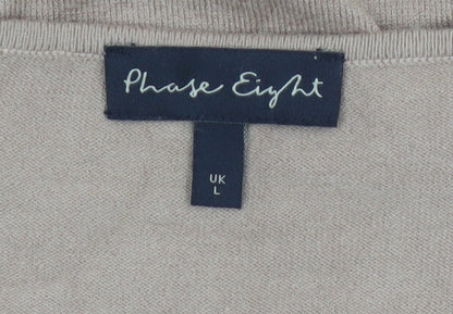 Phase Eight Women’s Beige V-Neck Relaxed Knit Jumper Size L