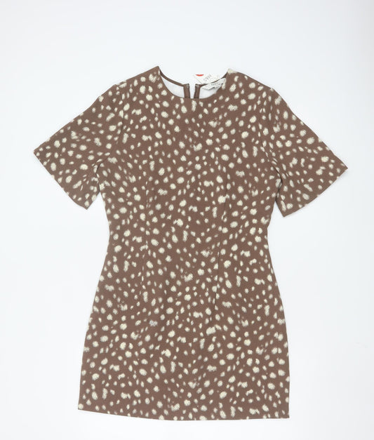 Marks & Spencer Women's Brown Animal Print Shift Dress Size 10