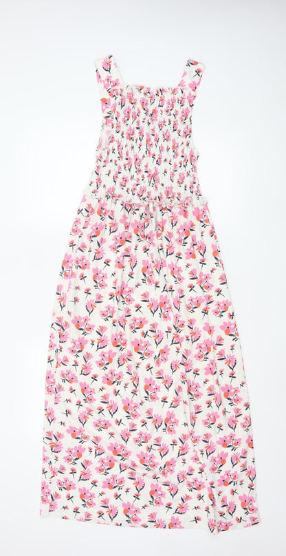 River Island Women’s Multicoloured Floral Smocked Midi Dress Size 8