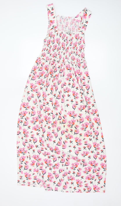 River Island Women’s Multicoloured Floral Smocked Midi Dress Size 8
