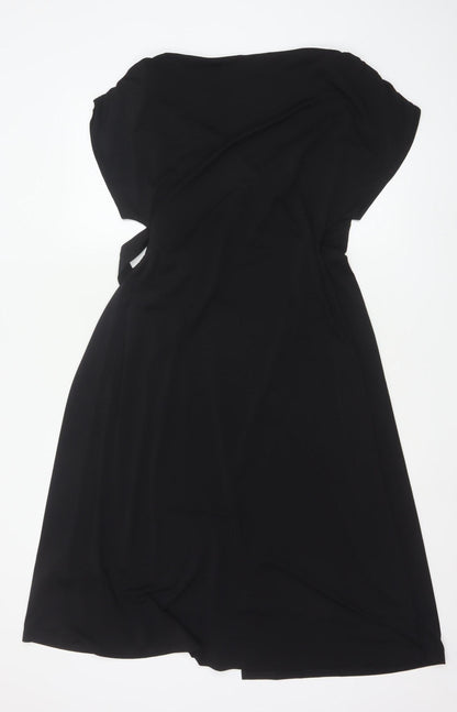 H&M Women’s Black Wrap Dress Size 12 Short Sleeve Knee Length