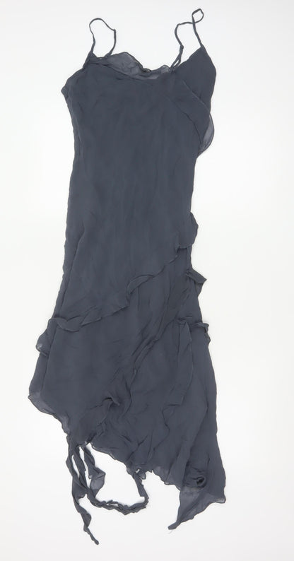 Light Before Dark Women's Grey Asymmetric Slip Dress Size S