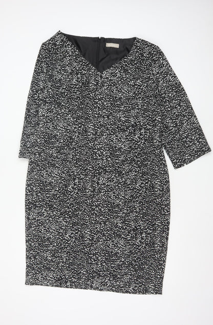 Planet Women’s Black Geometric Sheath Dress Size 16 Workwear