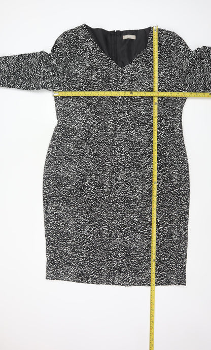 Planet Women’s Black Geometric Sheath Dress Size 16 Workwear
