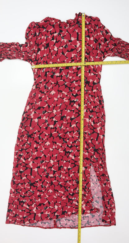 Nobody's Child Women's Red Heart Print Midi Dress Size 12