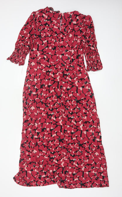 Nobody's Child Women's Red Heart Print Midi Dress Size 12