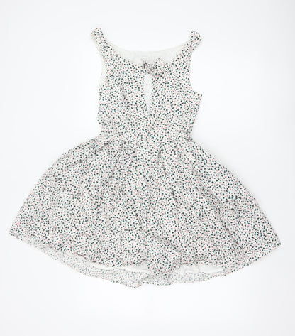 Jack Wills Women's White Floral Cotton Skater Dress Size 8