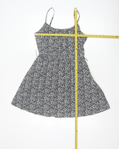 Jack Wills Women’s Black Floral A-Line Cotton Summer Dress UK 10