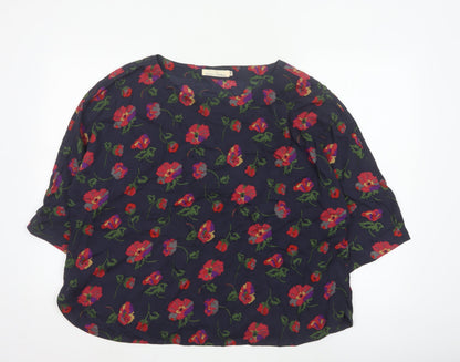 Seasalt Cornwall Women’s Blue Floral 3/4 Sleeve Tunic Blouse Size 18