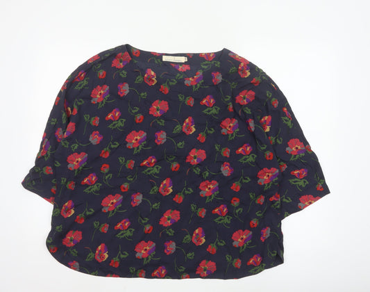 Seasalt Cornwall Women’s Blue Floral 3/4 Sleeve Tunic Blouse Size 18