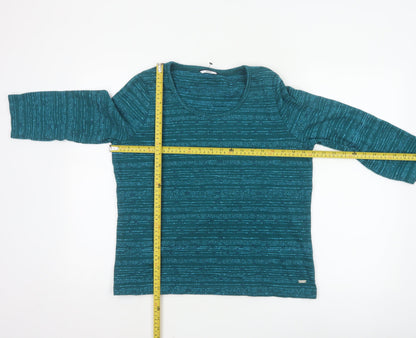 DASH Women’s Green Striped 3/4 Sleeve Jersey Cotton Top Size 16