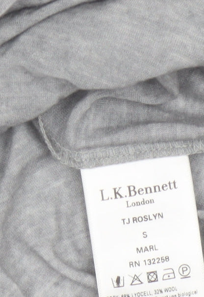 L.K.Bennett Women's Grey Long Sleeve Cowl Neck Jersey Blouse Size S