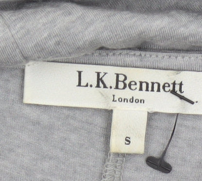 L.K.Bennett Women's Grey Long Sleeve Cowl Neck Jersey Blouse Size S