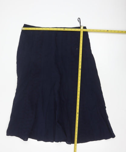 Marks and Spencer Per Una Womens Blue Cotton Midi A-Line Skirt Size 18