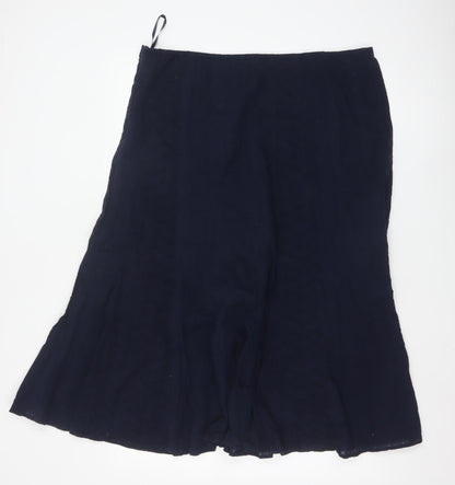 Marks and Spencer Per Una Womens Blue Cotton Midi A-Line Skirt Size 18