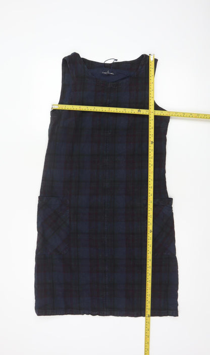 Seasalt Cornwall Women Blue Linen Cotton Check Pinafore Dress Size 10