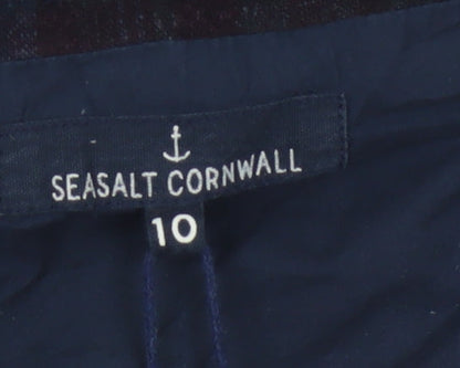 Seasalt Cornwall Women Blue Linen Cotton Check Pinafore Dress Size 10