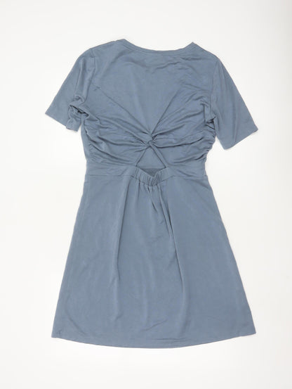 Oliver Bonas Womens Blue Fit & Flare Short Sleeve Dress Size 12