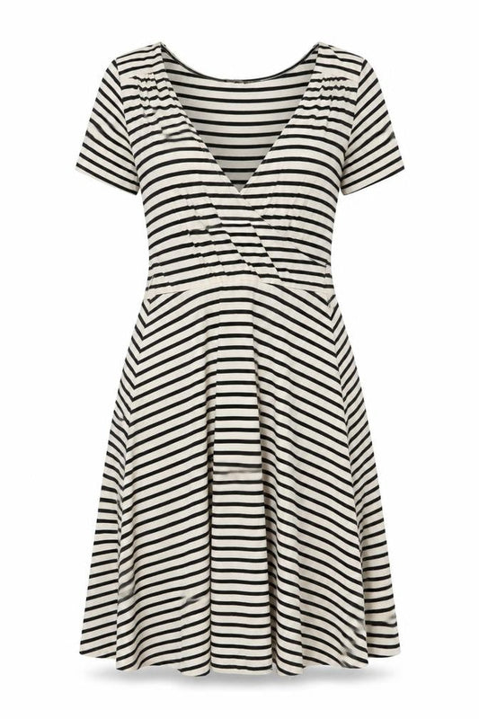 Great Plains Women’s Black Stripe Jersey A-Line Dress Size M