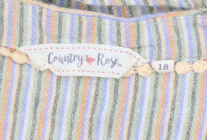Country Rose Women Beige Multicoloured Striped Shift Dress Size 18