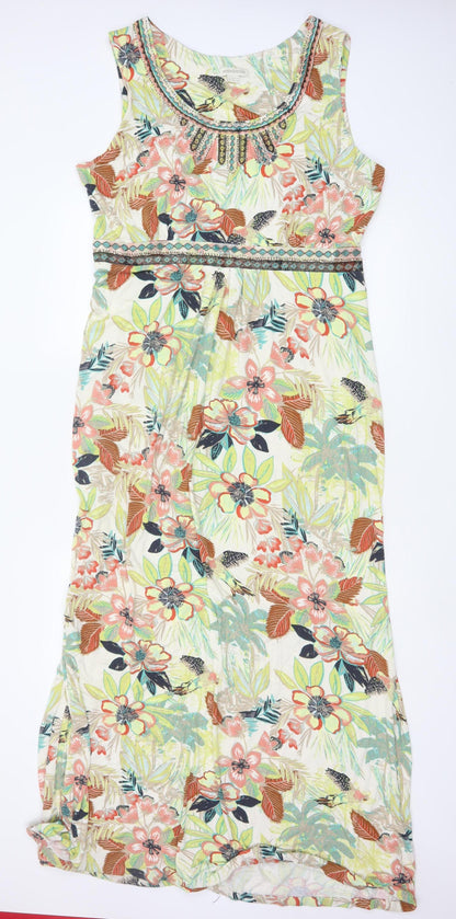 Monsoon Women’s Multicoloured Floral Maxi Dress Size 18 Sleeveless Summer Style