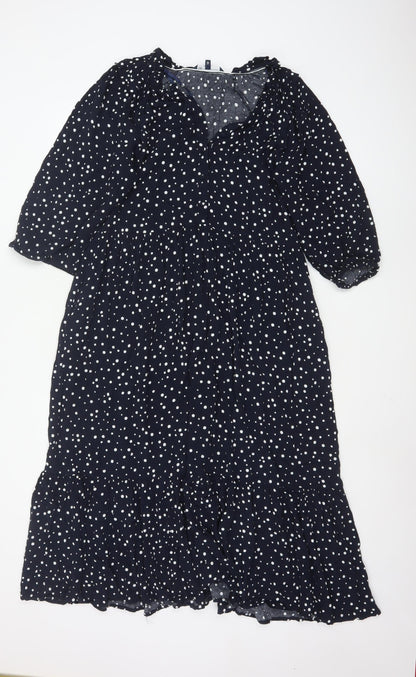 Crew Clothing Women Blue Polka Dot Midi Fit & Flare Dress Size 12