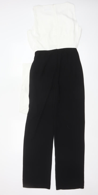 Wallis Women’s Black White Sleeveless Ruffle Jumpsuit Size 8