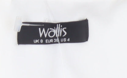 Wallis Women’s Black White Sleeveless Ruffle Jumpsuit Size 8