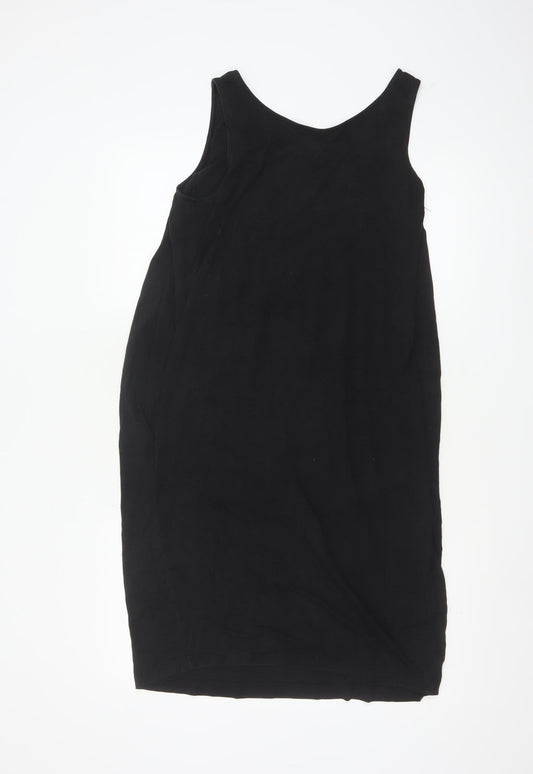 COS Women Black Sleeveless Shift Dress Size 12 Stretch Cotton