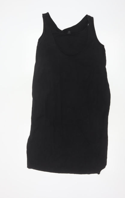 COS Women Black Sleeveless Shift Dress Size 12 Stretch Cotton