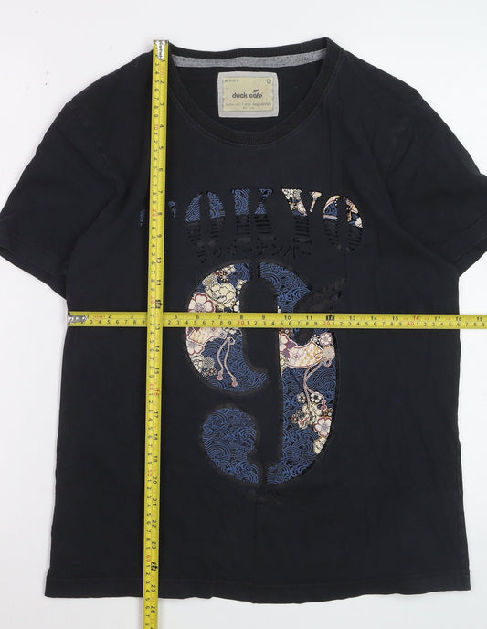 Duck Cafe Women's Black Tokyo Graphic Cotton T-Shirt XL