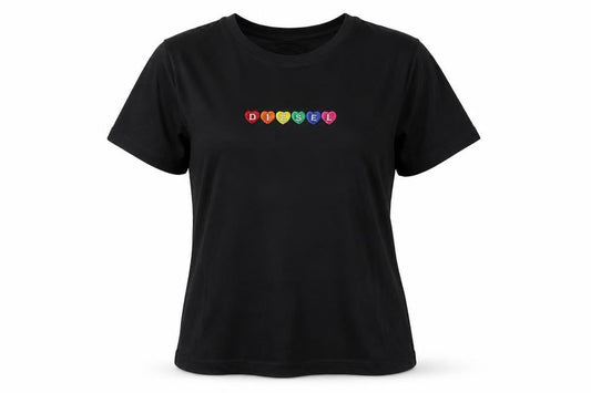 Diesel Women's Black XL Cotton Embroidered Logo T-Shirt