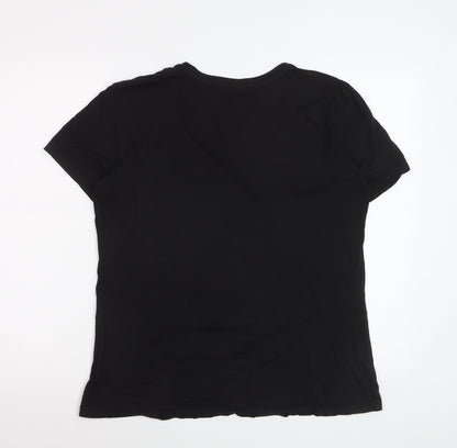 Diesel Women's Black XL Cotton Embroidered Logo T-Shirt