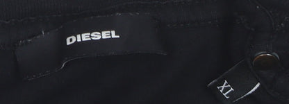 Diesel Women's Black XL Cotton Embroidered Logo T-Shirt