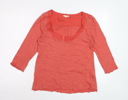 White Stuff Women's Orange Cotton Tunic Blouse XS 3/4 Sleeve