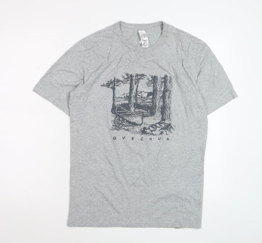 Quechua Women's Grey Graphic Outdoor T-Shirt Size S