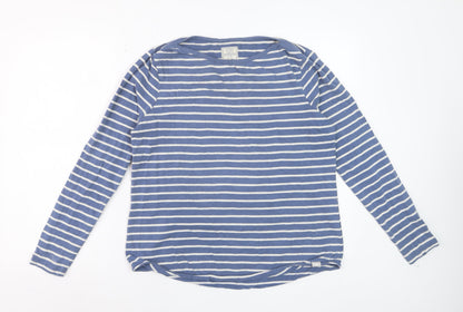 Fat Face Women's Blue Striped Long Sleeve Cotton T-Shirt UK 12