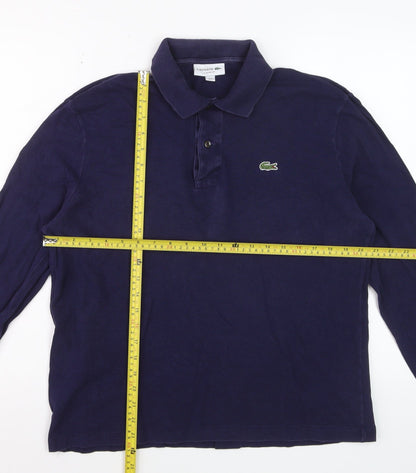 Lacoste Men Blue Long Sleeve Classic Fit Cotton Polo Shirt L