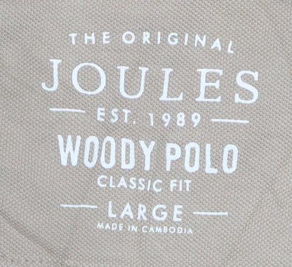 Joules Men's Beige Woody Polo Shirt Classic Fit Size L