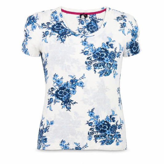Joules Women’s White Blue Floral Viscose T-Shirt Size 10