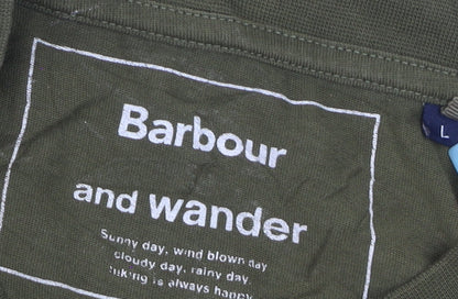 Barbour and Wander Khaki Green Long Sleeve Men's Cotton T-Shirt L