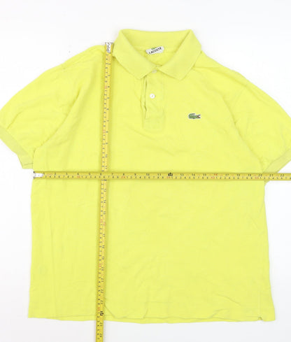 Lacoste Men Yellow Cotton Short Sleeve Polo Shirt M