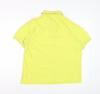 Lacoste Men Yellow Cotton Short Sleeve Polo Shirt M